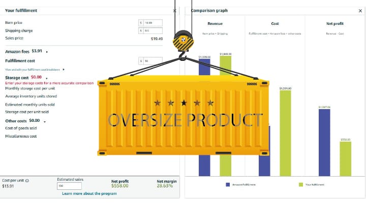 Amazon FBA calculator for oversize product